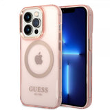 Guess iPhone 14 Pro Max Skal Translucent MagSafe Rosa