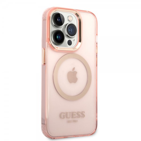 Guess iPhone 14 Pro Max Skal Translucent MagSafe Rosa