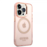 Guess iPhone 14 Pro Max Skal Translucent MagSafe Rosa