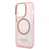 Guess iPhone 14 Pro Max Skal Translucent MagSafe Rosa
