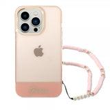 Guess iPhone 14 Pro Max Skal Translucent with Strap Rosa