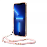 Guess iPhone 14 Pro Max Skal Translucent with Strap Rosa