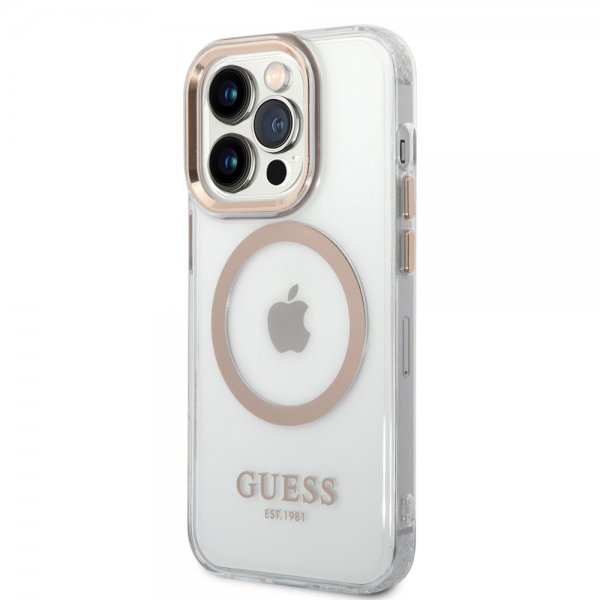 Guess iPhone 14 Pro Max Skal Transparent MagSafe Guld Transparent