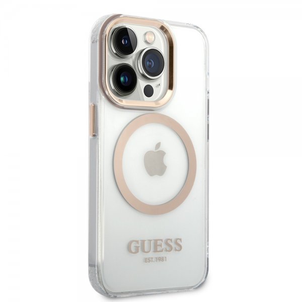 Guess iPhone 14 Pro Max Skal Transparent MagSafe Guld Transparent