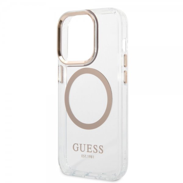 Guess iPhone 14 Pro Max Skal Transparent MagSafe Guld Transparent