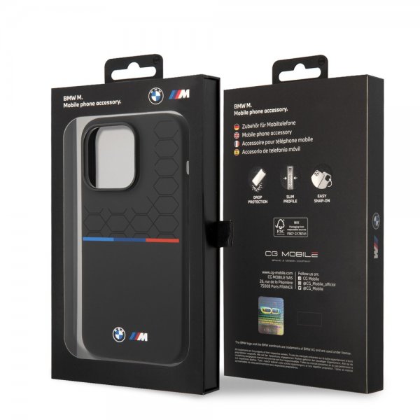 BMW iPhone 14 Pro Max Skal Tricolor Line & Logo Svart