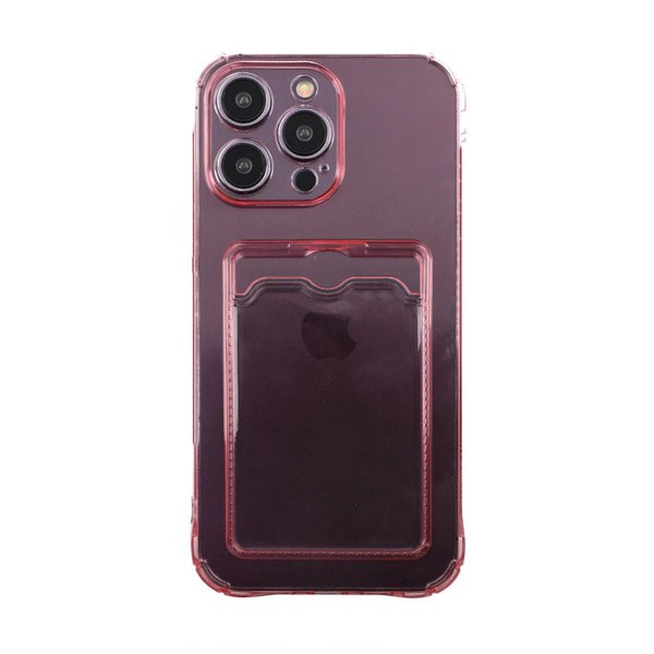 iPhone 14 Pro Max Skal Korthållare Stöttåligt Rosa