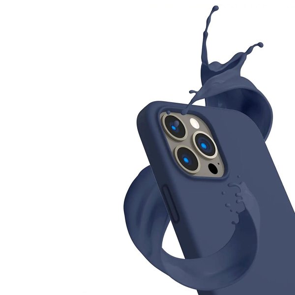 Rvelon iPhone 14 Pro Skal Silikon MagSafe Mörkblå