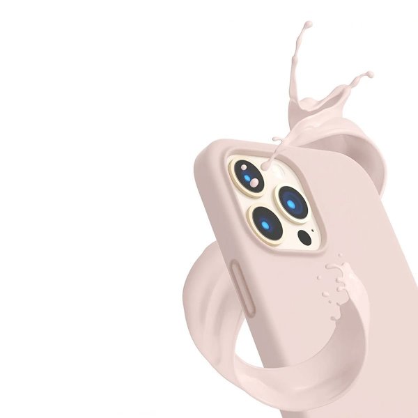 Rvelon iPhone 14 Pro Skal Silikon Sandrosa