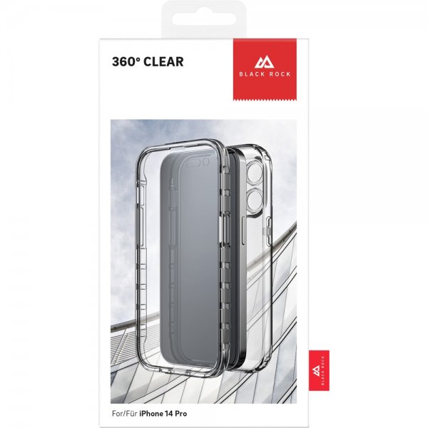 Black Rock iPhone 14 Pro Skal 360° Real Glass Case Svart Klar