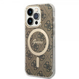 Guess iPhone 14 Pro Skal 4G Pattern MagSafe Brun