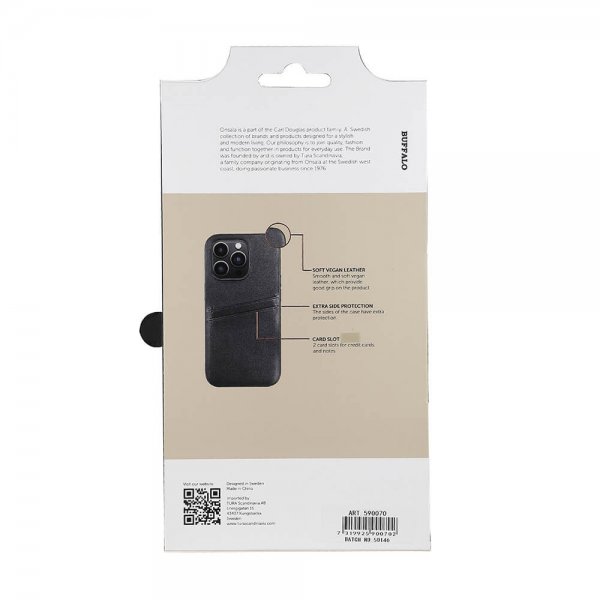 Buffalo iPhone 14 Pro Skal Backcover with Card Slots Svart