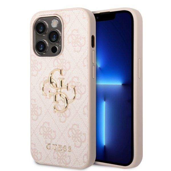 Guess iPhone 14 Pro Skal Big Metal Logo Rosa