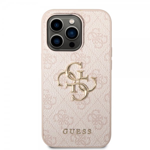 Guess iPhone 14 Pro Skal Big Metal Logo Rosa