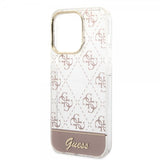 Guess iPhone 14 Pro Skal Bottom Stripe Script Logo Rosa