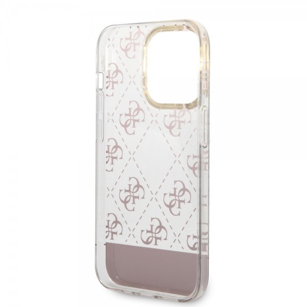 Guess iPhone 14 Pro Skal Bottom Stripe Script Logo Rosa