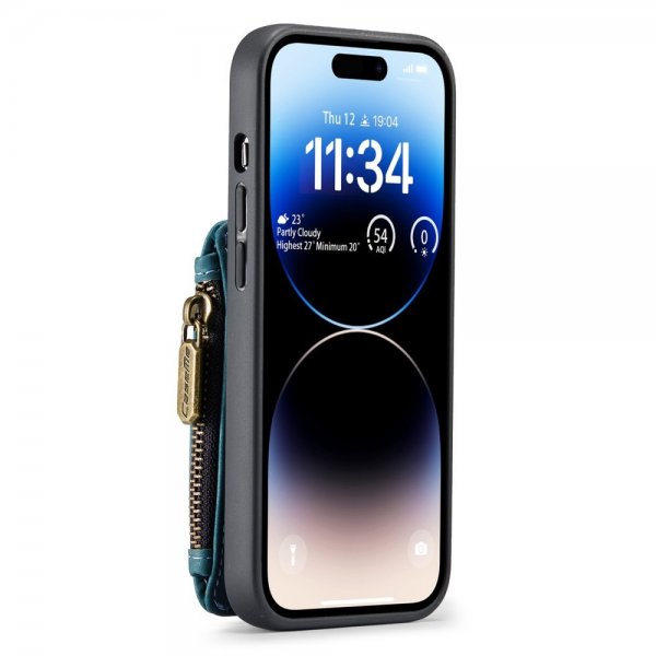 CaseMe iPhone 14 Pro Skal C20 Kortfack Dragkedja Petrol