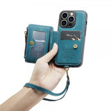 CaseMe iPhone 14 Pro Skal C20 Kortfack Dragkedja Petrol