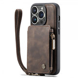 CaseMe iPhone 14 Pro Skal C20 Kortfack Dragkedja Brun