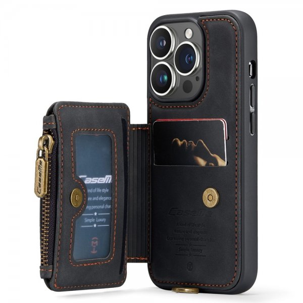 CaseMe iPhone 14 Pro Skal C20 Kortfack Dragkedja Svart