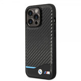 BMW iPhone 14 Pro Skal Carbon Effect Printed Logo Svart