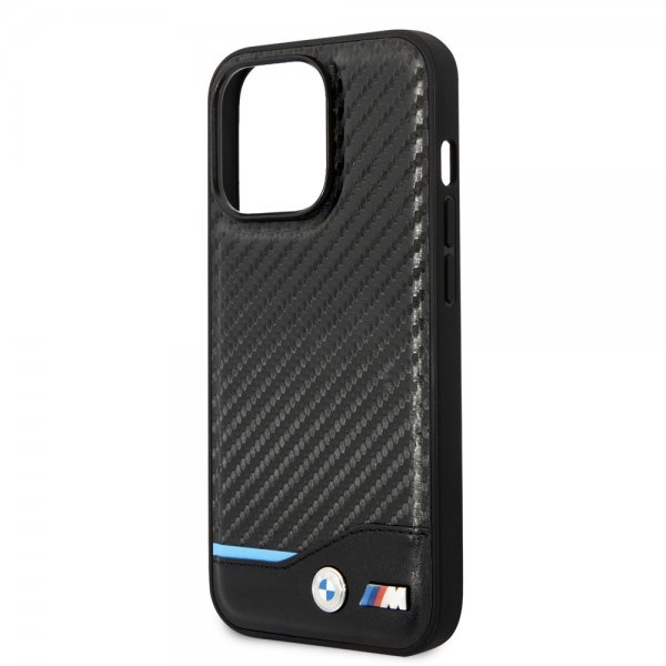 BMW iPhone 14 Pro Skal Carbon Effect Printed Logo Svart