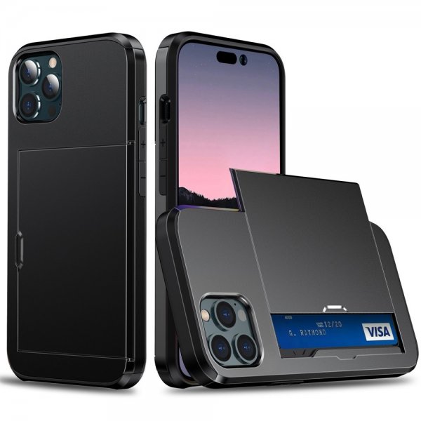 iPhone 14 Pro Skal Card Slide Svart