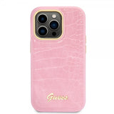 Guess iPhone 14 Pro Skal Croco Rosa