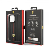 Ferrari iPhone 14 Pro Skal Embossed Stripes Röd