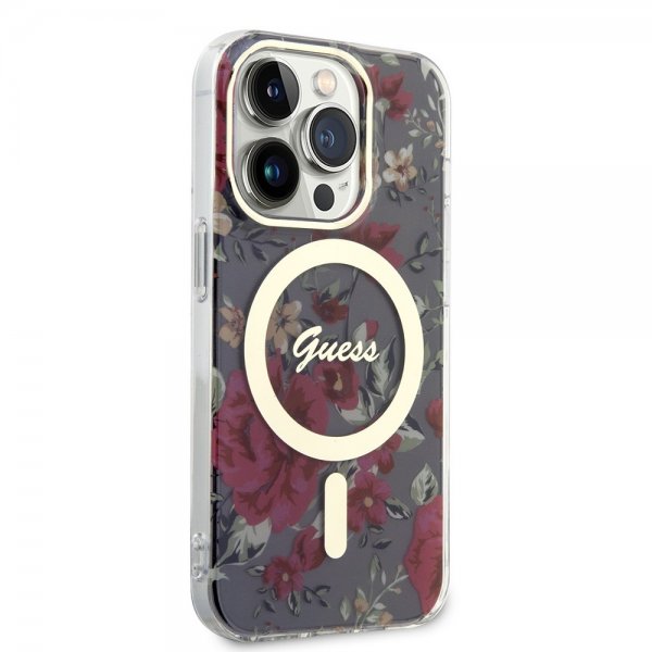 Guess iPhone 14 Pro Skal Flower MagSafe Kaki