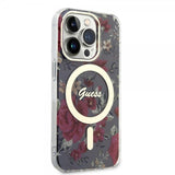 Guess iPhone 14 Pro Skal Flower MagSafe Kaki