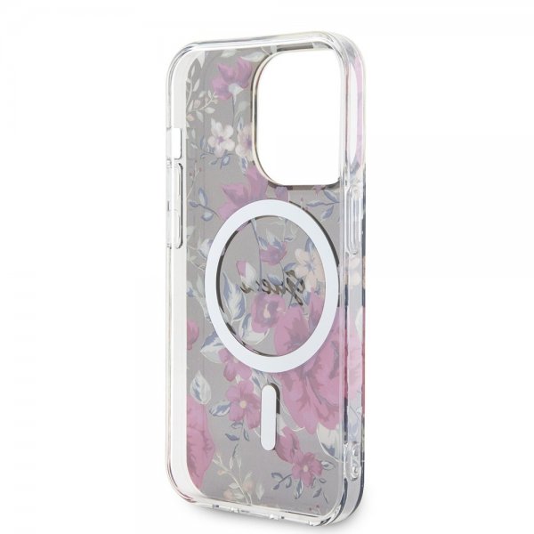 Guess iPhone 14 Pro Skal Flower MagSafe Kaki