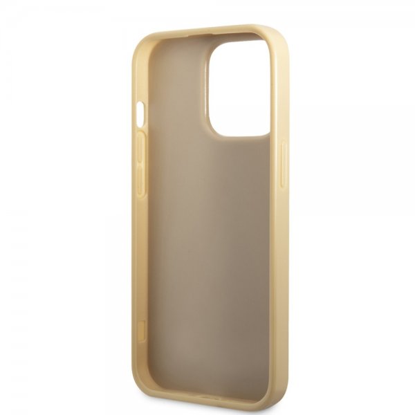 Guess iPhone 14 Pro Skal Glitter Flakes Metal Logo Guld