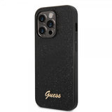 Guess iPhone 14 Pro Skal Glitter Flakes Metal Logo Svart