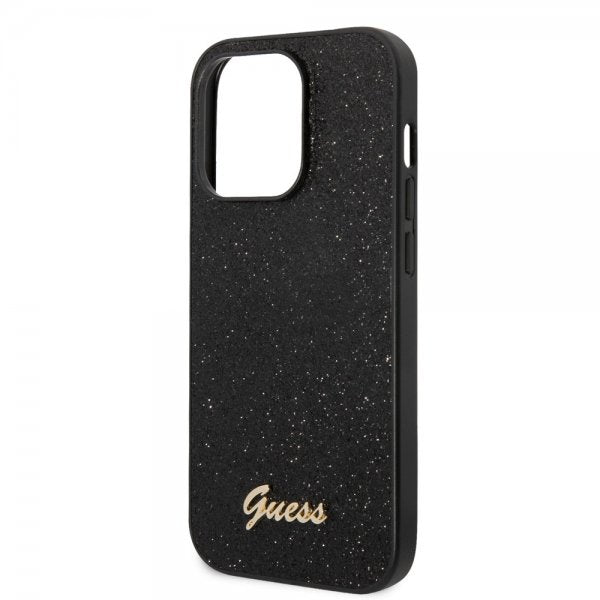 Guess iPhone 14 Pro Skal Glitter Flakes Metal Logo Svart
