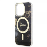 Guess iPhone 14 Pro Skal Golden Marble MagSafe Svart