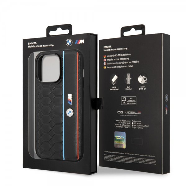 BMW iPhone 14 Pro Skal Hexagonal Pattern Svart