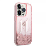 Karl Lagerfeld iPhone 14 Pro Skal Liquid Glitter Big Logo Rosa