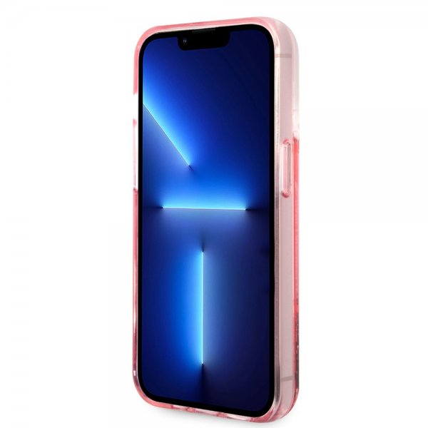 Karl Lagerfeld iPhone 14 Pro Skal Liquid Glitter Big Logo Rosa
