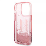 Karl Lagerfeld iPhone 14 Pro Skal Liquid Glitter Big Logo Rosa