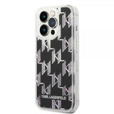 Karl Lagerfeld iPhone 14 Pro Skal Liquid Glitter Monogram Svart