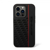 AMG iPhone 14 Pro Skal Liquid Silicone Carbon Pattern Svart