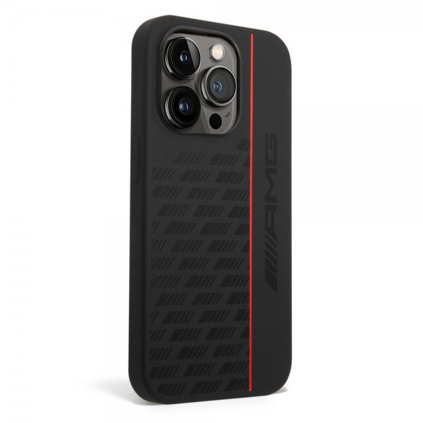 AMG iPhone 14 Pro Skal Liquid Silicone Carbon Pattern Svart