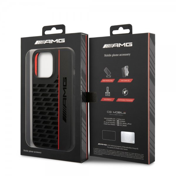AMG iPhone 14 Pro Skal Liquid Silicone Carbon Pattern Svart