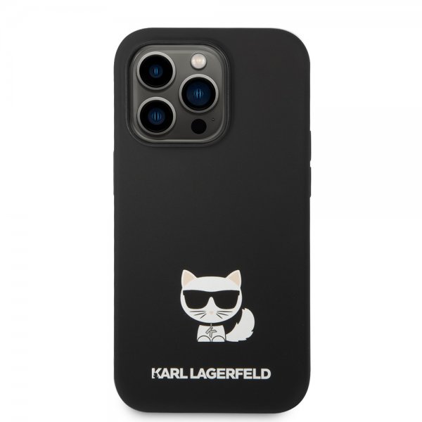 Karl Lagerfeld iPhone 14 Pro Skal Liquid Silicone Choupette Svart