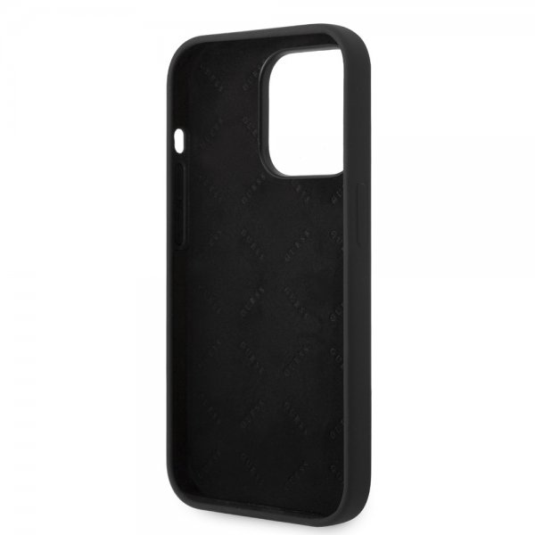 Guess iPhone 14 Pro Skal Liquid Silicone Metal Logo Svart