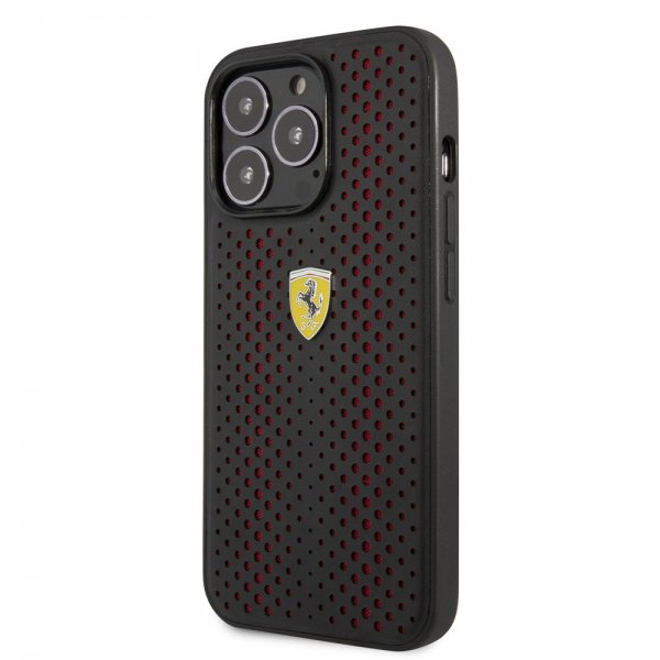 Ferrari iPhone 14 Pro Skal Logo Perforerad Röd