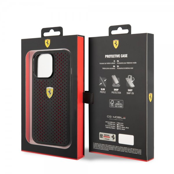 Ferrari iPhone 14 Pro Skal Logo Perforerad Röd