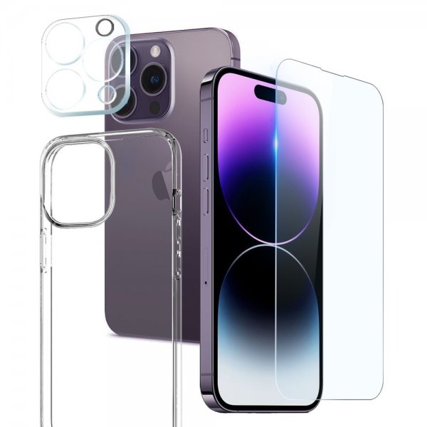Northjo iPhone 14 Pro Skal med Skärmskydd och Kameraskydd 3-i-1