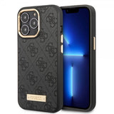 Guess iPhone 14 Pro Skal Metal Plate Logo MagSafe Svart